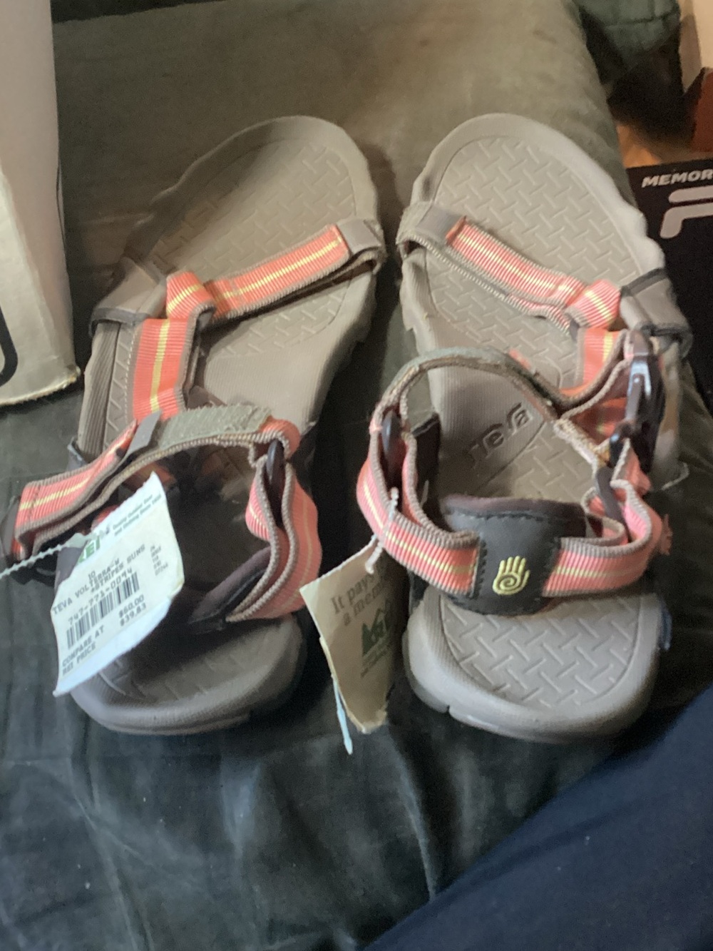 Teva Adults Brown Sandals with Pink-Orange Straps